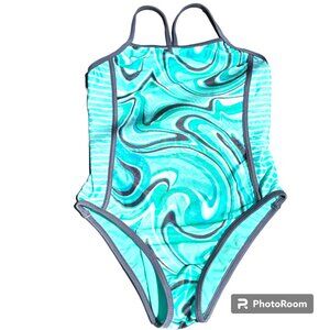 Wonder Nation‎ Girl's 1 Piece Swimsuit Swirl green sz L 10-12